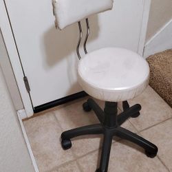 White Leather Round Stool