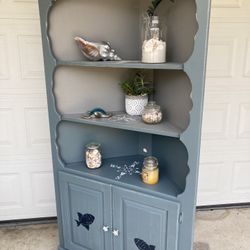 Pretty Coastal Grey Corner Shelf Unit 