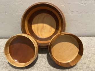 Vintage Wood Crafted Bowls