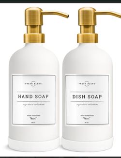 Dishsoap dispenser with slicone base gold pump comes with label