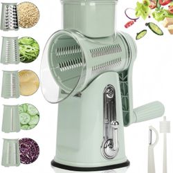 Rotary Cheese Grater with Handle, Manual Vegetable Slicer Grater