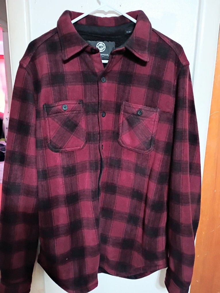 Weatherproof Men's Button Down Sherpa Lined Work Shirt Jacket (Tawny Port M)