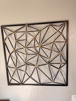 Black and Gold Geometric Metal Wall Art