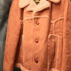 Mens Genuine Cow Hide. Beige Coat