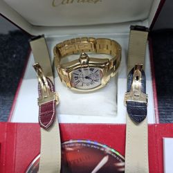 Cartier W62005V2  Roadster Yellow Gold Large 2524 Automatic Silver Dial #552-2.1