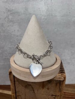 Sterling Silver Chain Bracelet with Heart Charm