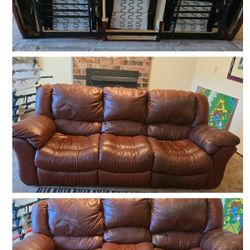 Duel Recliner Couch. Leather 