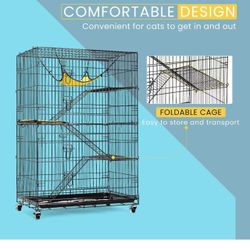 🐈ON SALE🐈4-Tier 49 Inch Collapsible Metal Cat Kitten Ferret Cage