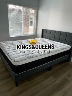 New Queen bed frame with mattress