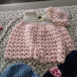 Crochet Baby /Toddler Dresses 6 To 12 Mo