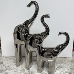 Silver Plated Elephants Trunk Up Figured Decor 