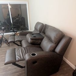 Recliner Sofa w/Drop Down Table 