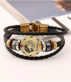 12 Constellations Multilayer Leather Bracelet, Pisces