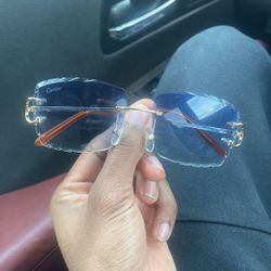 Blue Cartier Diamond Cut Glasses w/Box