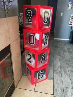 Graduation 2026 red and black decor boxes