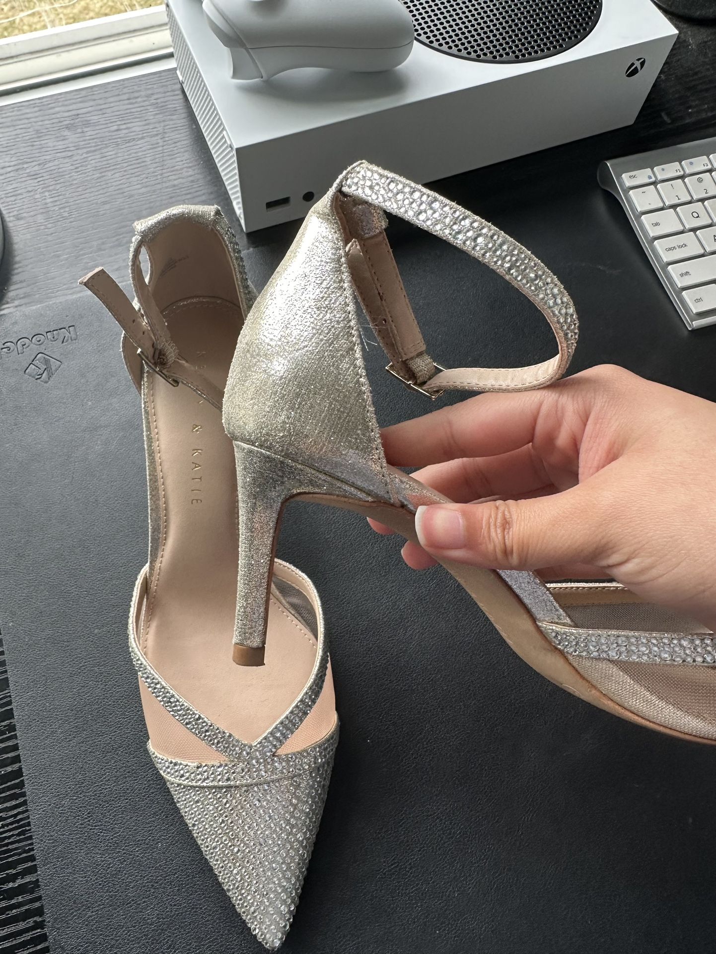 Silver white heels from DSW