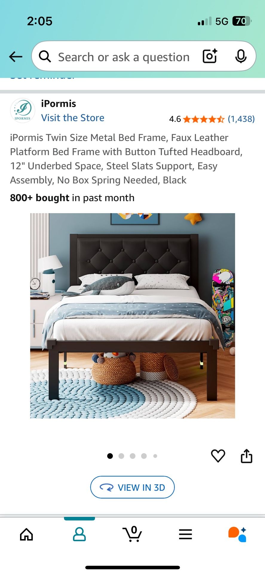 Simple Black Bed Frame Twin Size