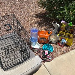 Dog Kennel, Food, Plus Other Misc