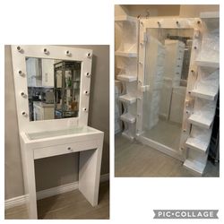 Vanity Set With Full Body Mirror And Shelfs 
