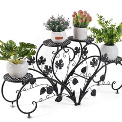 Plant Stand Heart Shaped: Set of 2 Metal Flower Racks Potted Iron Planter Display Shelves Holder for