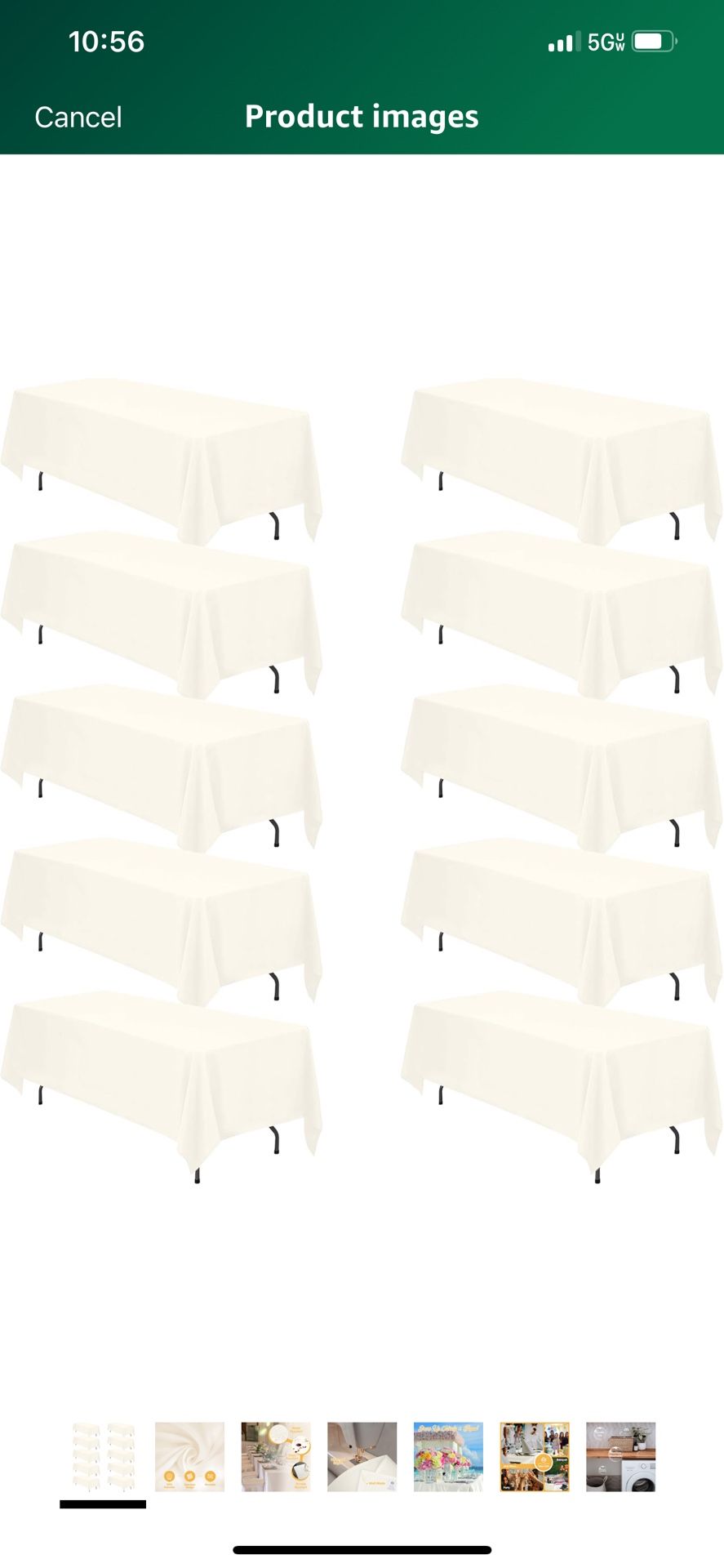 BRILLMAX 10 Pack Ivory Tablecloths 70 x 120 Inch for 6ft or 8ft Rectangle Tables - Rectangular Bulk Linen Washable Polyester Fabric for Wedding Recept