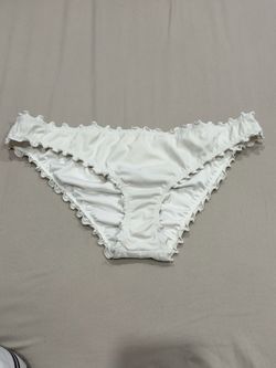 White Bikini Bottom with Ruffle Trim