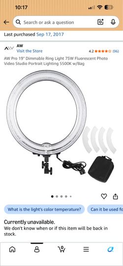 AW Pro 19" Dimmable Ring Light 75W with Bag