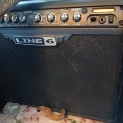 Line 6 Guitar Amp Wqith Fender Acoustical Electric With Cords