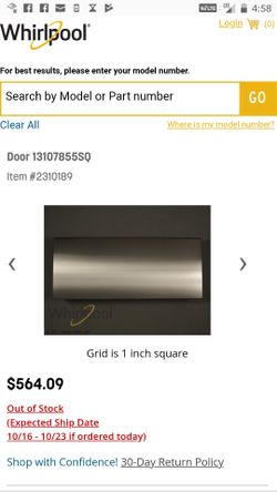 Replacement door for Whirlpool French door refrigerator left side