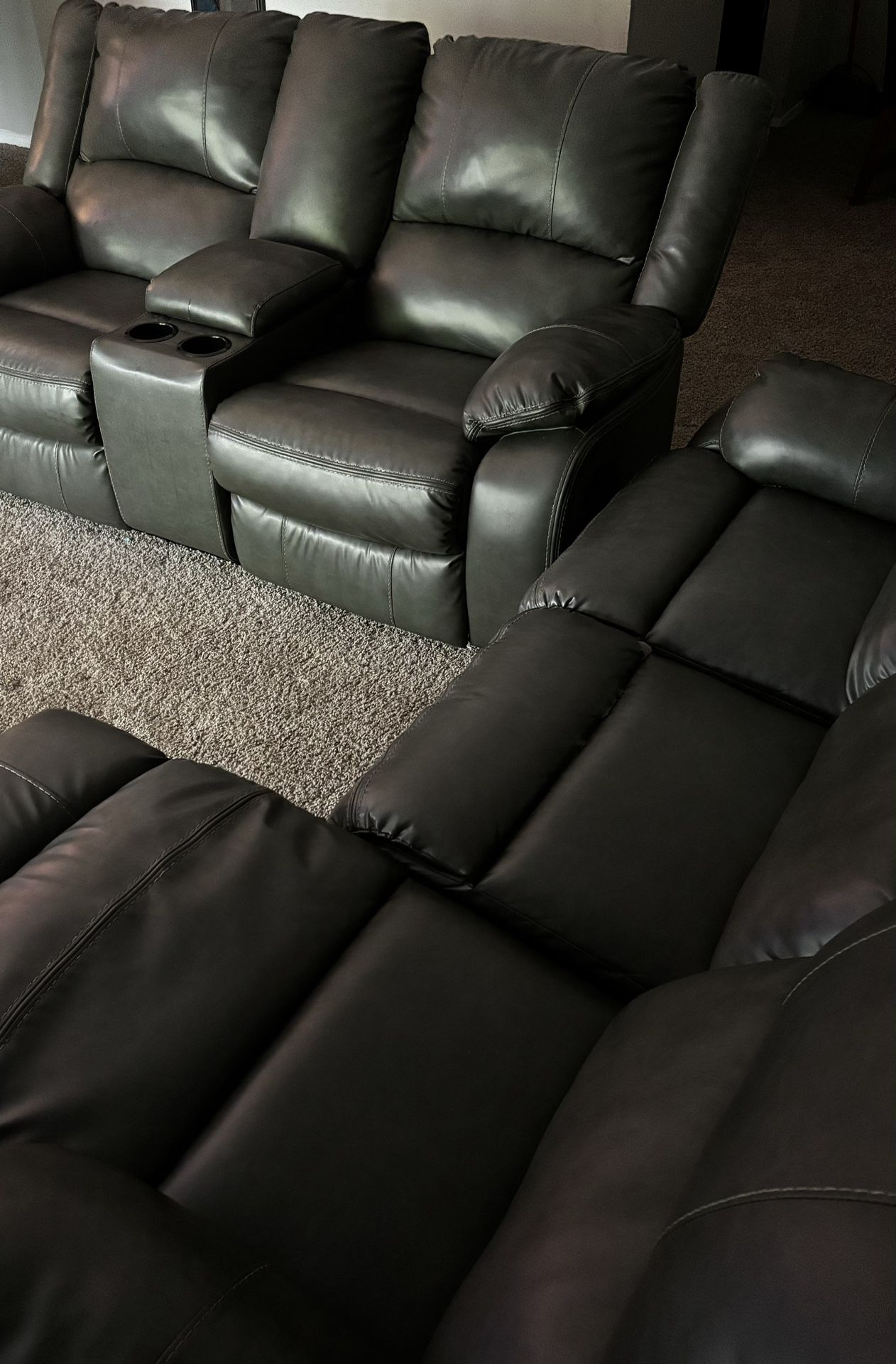 Movie Theater Recline Set With Cup Holders
