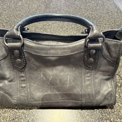Frye Carbon Grey Washed Genuine Leather Satchel Purse