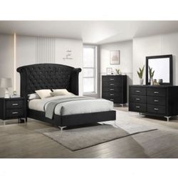 4- Pc Bedroom set Dresser,Mirror Nightstand (1) Queen size bed frame Not including Mattress and Box Sp