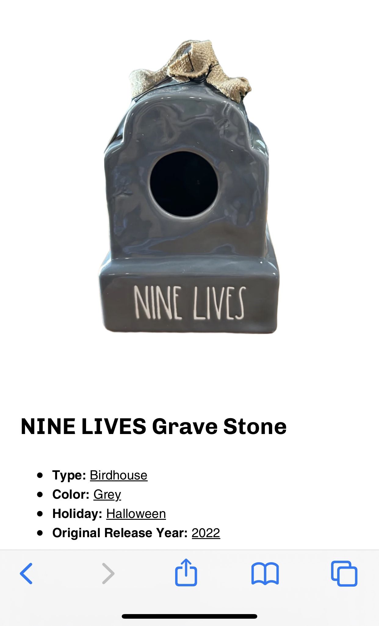 Rae Dunn Nine Lives Birdhouse