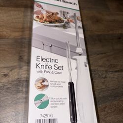 New in Box Hamilton Beach Electric Knife Set with Fork and Case