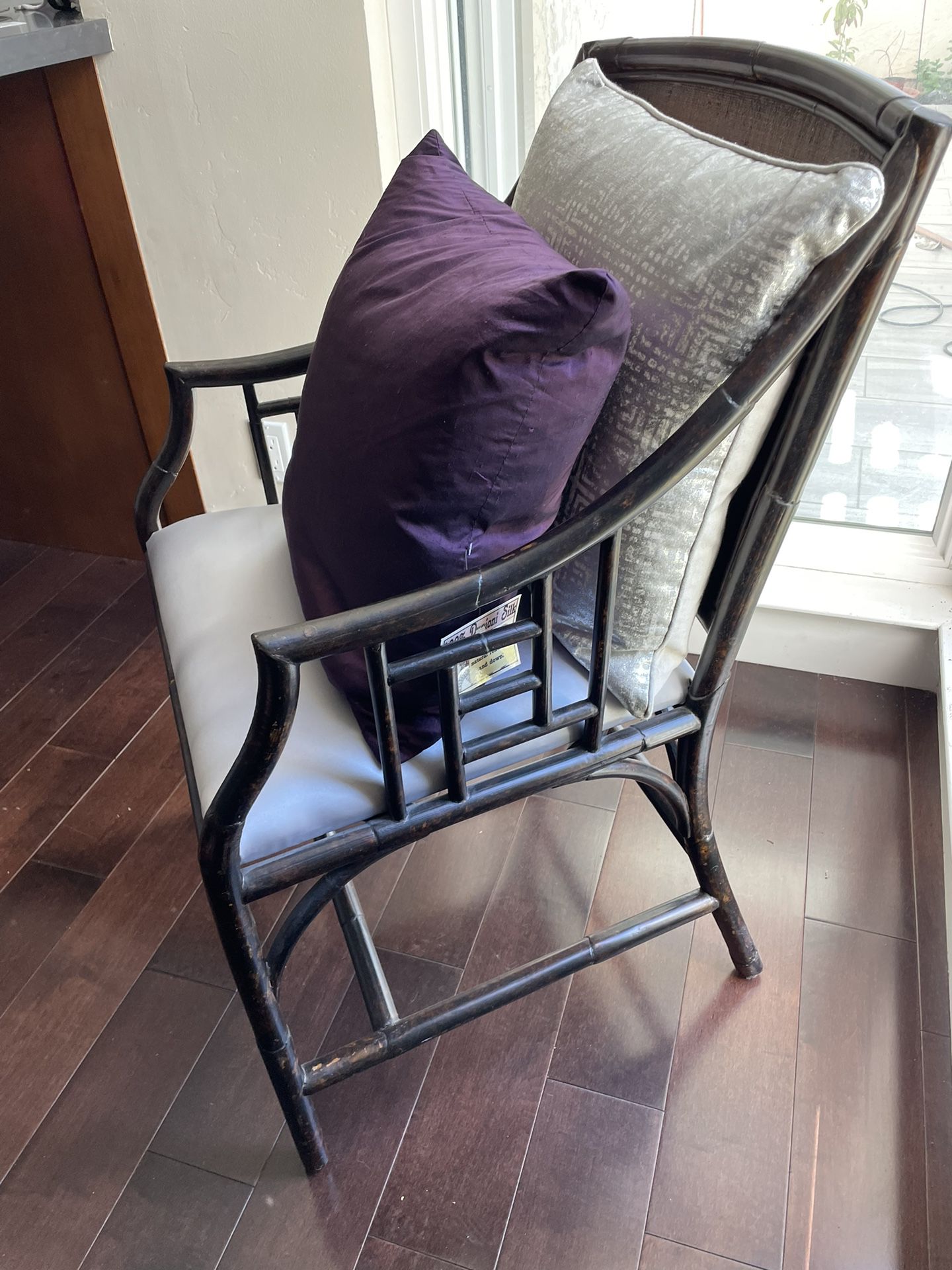 Asian Inspired Chair With Silk Cushions