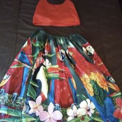 Tropical BIRDS TWO PIECE SKIRT SET