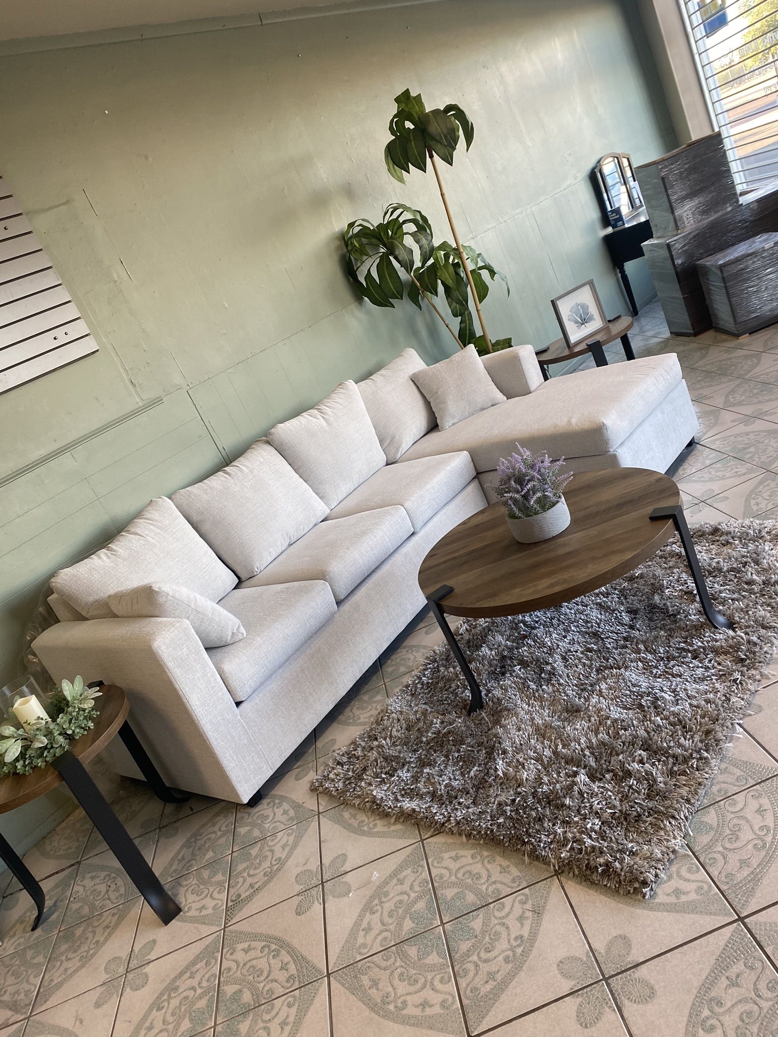 White Grey Sectional With Ottoman ‼️take It Home With $39 Easy Approval ‼️