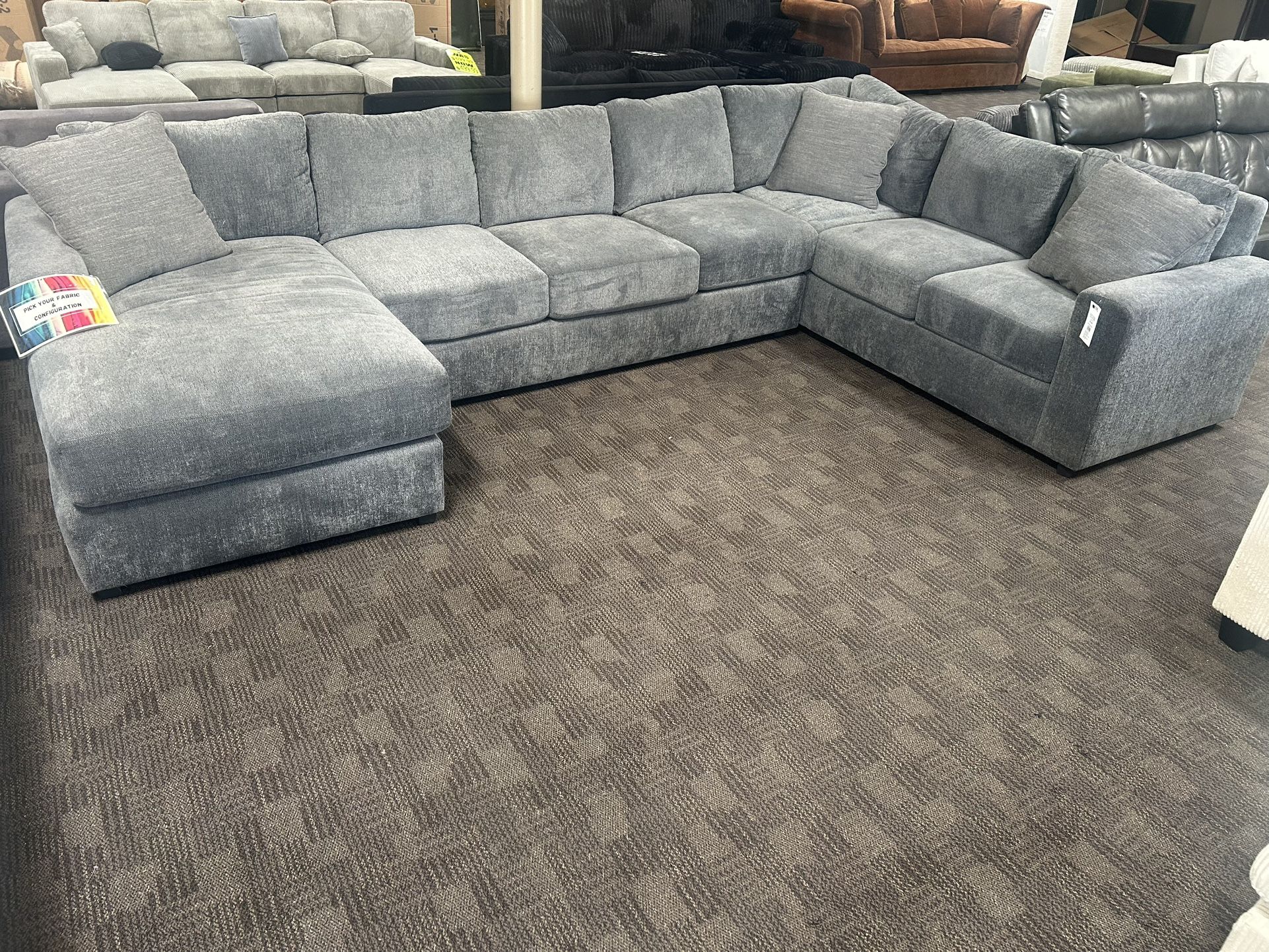 Large Custom Slate Gray Sectional (choose Other Colors/fabrics)