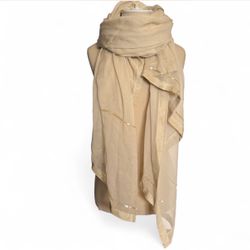 Women's Beige Embroidered Shawl Scarf Wrap