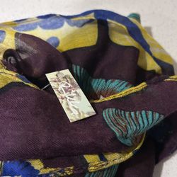 Lightweight Purple butterfly-print scarf