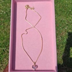 Pink Heart Saphire Necklace 