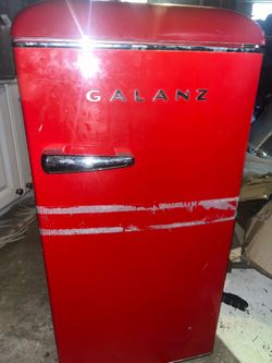 Red galanz vintage style mini fridge