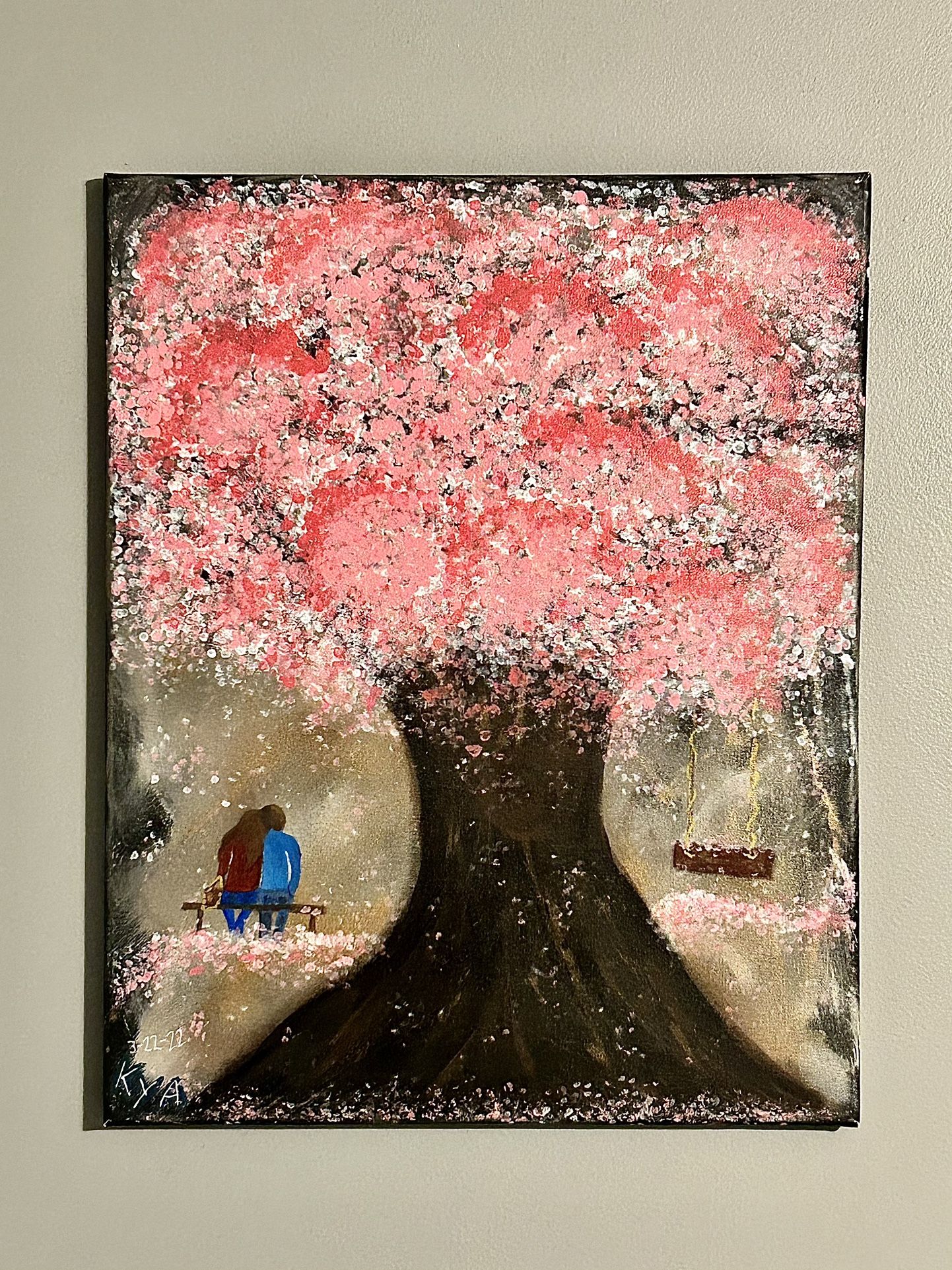 Handpainted Acrylic Art Capturing The Joy Of “Being In Love” 20” x 16” x 0.8”