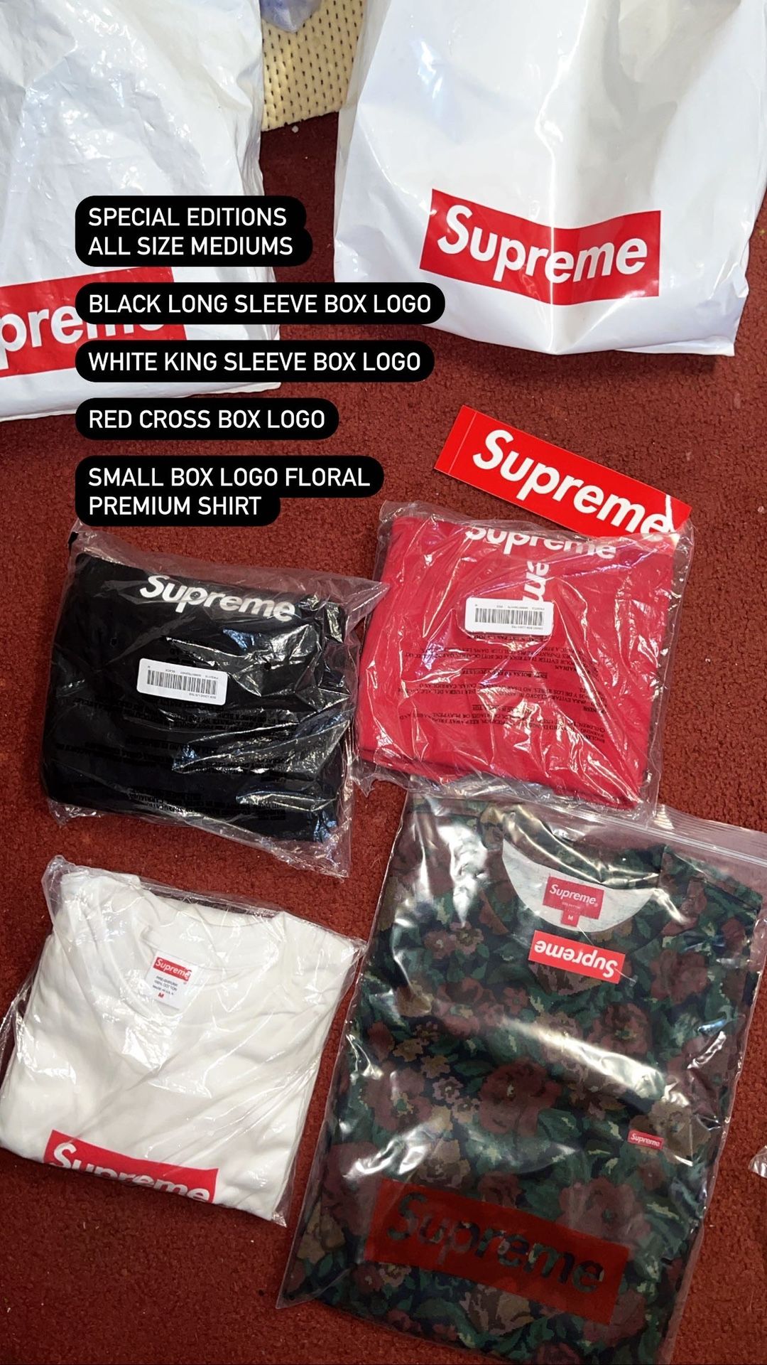 SUPREME limited Rare Box Logo Premium shirts Size Medium