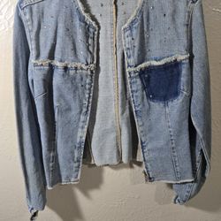 Women’s Express Denim Jacket with Sparkle Details Size Medium 