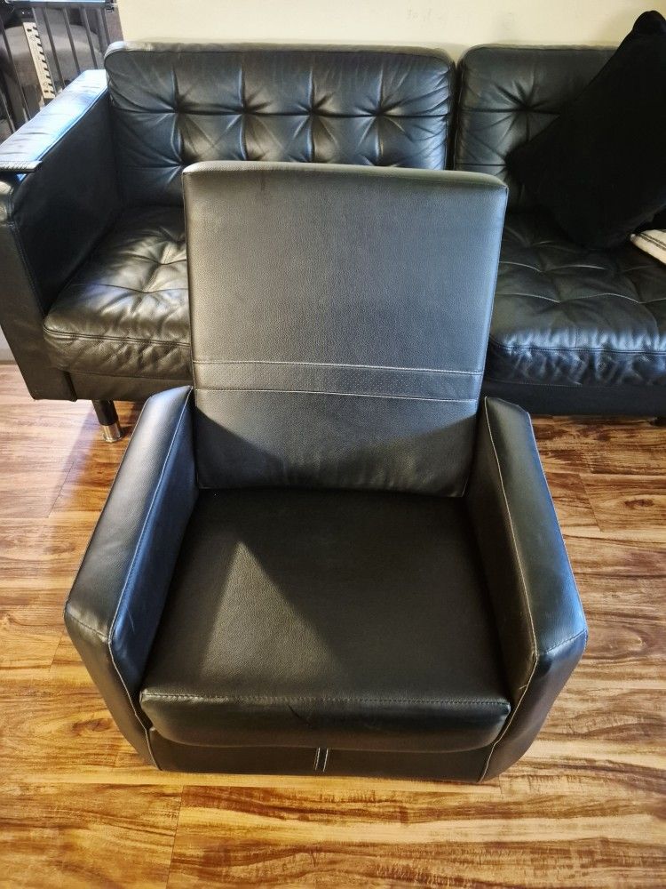 Faux Leather Entertainment Ottoman/Gaming Chair, Black / toddlers to kids sofa