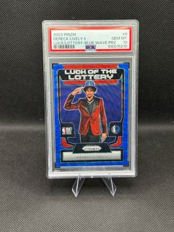 Dereck Lively PSA 10 Blue Wave Prizm Luck Of The Lottery