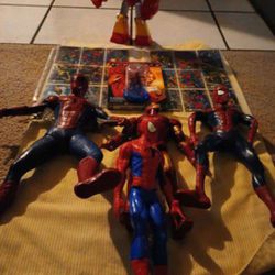 Spiderman ACTION FIGURES , IRON MAN, Transformers + Spider Man Trading Cards Marvel
