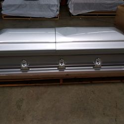 Optima Silver - White Crepe Casket
