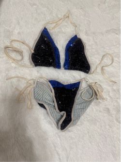 Medium black blue sequin bikini y2k festival rave raver dancer low rrise scrunch Low rise scrunch